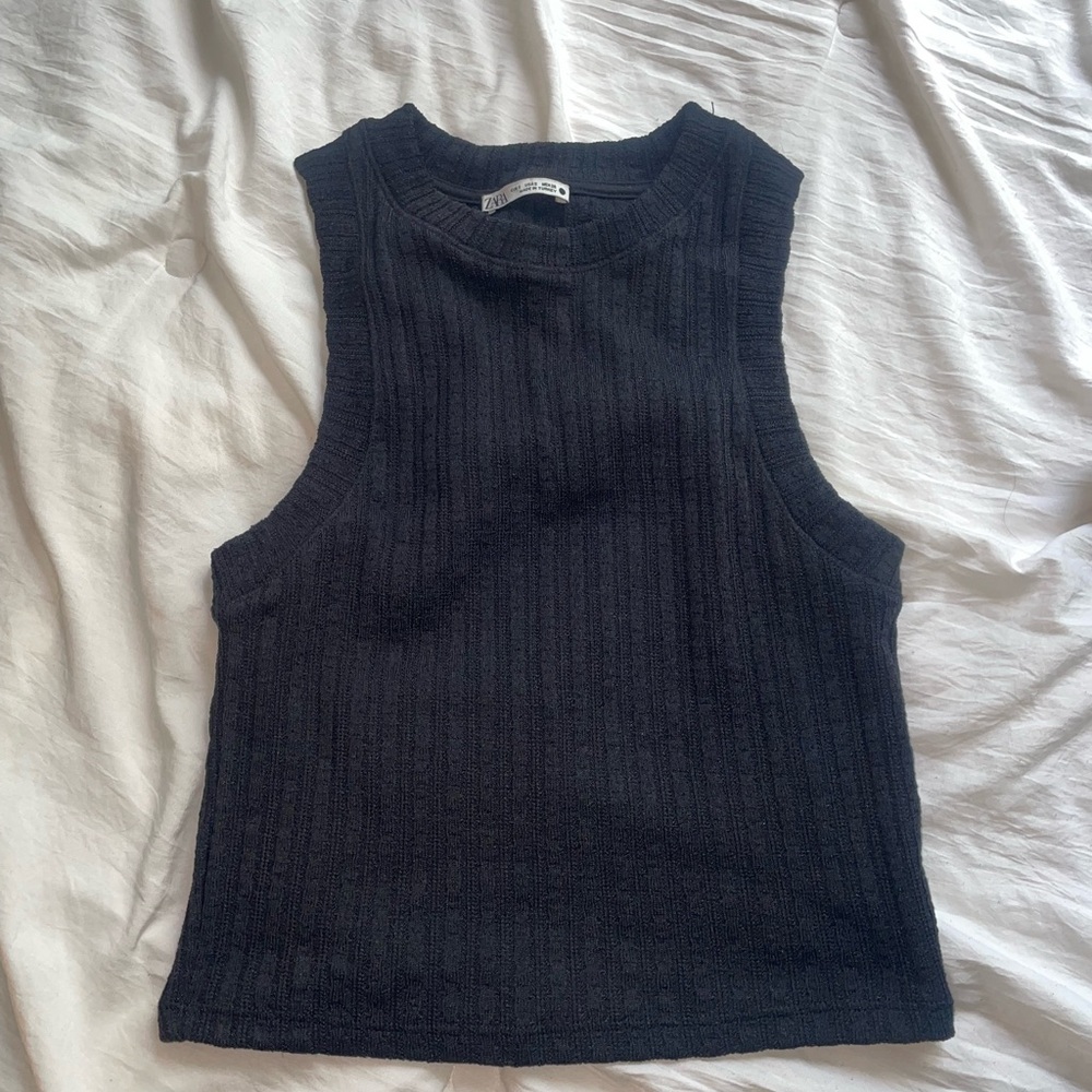 Zara Black Ribbed Tank Top